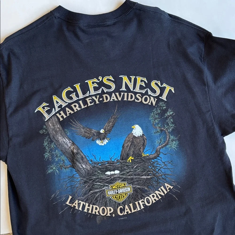 Harley-Davidson Life Begins Get One Eagle Nest USA Motorcycle Black Mens Large - Picture 2 of 15